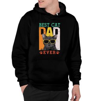 Best Cat Dad Ever Cat With Sunglasses Fathers Day Dog Paw Retro Hoodie - Seseable