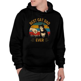 Best Cat Dad Ever Paw Fist Bump Fit Vintage Retro Gift Daddy Hoodie - Seseable