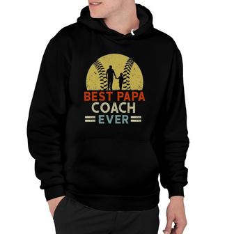 Best Papa Coach Ever Retro Baseball Softball Dad Fathers Day Hoodie - Seseable