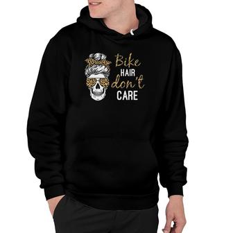 Biker Hair Dont Care Skull Messy Bun For Lady Hoodie | Mazezy