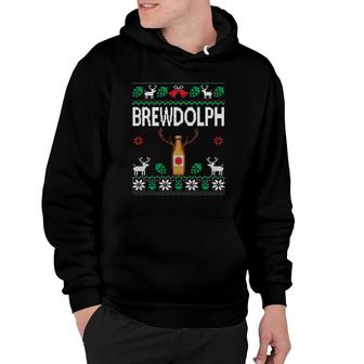 Brewdolph Ugly Christmas Beer Lover Craft Beer Brewer Hoodie - Seseable