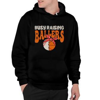 Busy Raising Ballers Basketball Mom Orange Hoodie - Seseable