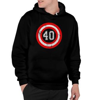 Captain 40 Years Old Birthday Party Funny Shield Hoodie - Seseable