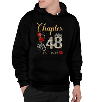 Chapter 48 Years Est 1974 48Th Birthday Red Rose Wine Crown Hoodie | Mazezy