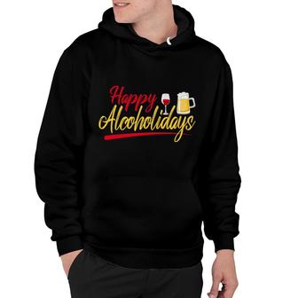 Christmas Happy Alcoholidays Tees Alcohol Wine Beer Hoodie - Monsterry
