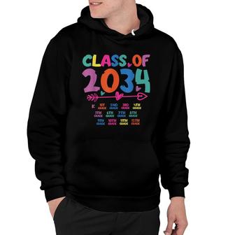 Class Of 2034 Grow With Me Graduation First Day Of School Hoodie - Seseable