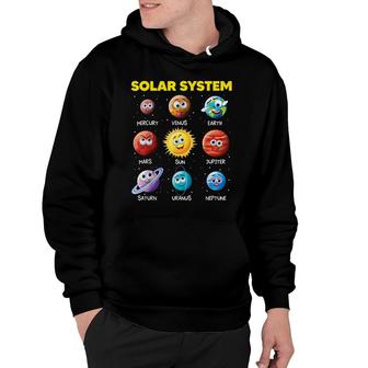 Cute Solar System Funny Planet Faces Space Science Boy Girl Hoodie - Seseable