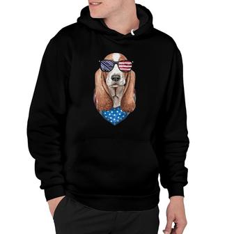 Fourth Of July Dog American Flag July 4Th Basset Hound Hoodie - Seseable