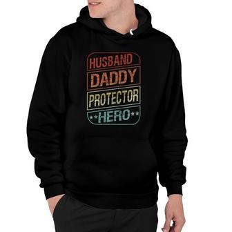 Funny Dad Gift Husband Daddy Protector Hero Fathers Day Mens Hoodie - Seseable
