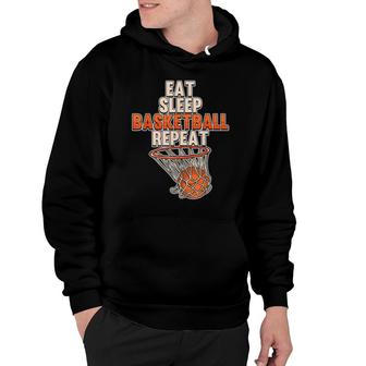 Funny Eat Sleep Basketball Repeat Sports Coach Player Team Hoodie - Seseable