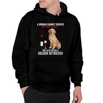 Funny Golden Retriever A Woman Cannot Survive On Wine Alone Hoodie - Seseable