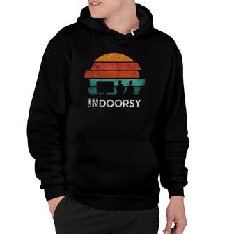 Funny Indoorsy Nature Outdoorsy Ironic Watching Tv Meme Hoodie