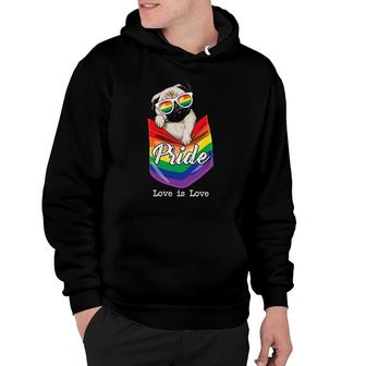 Funny Love Is Love Lgbt Gay Pride Month Lgbt Pug Dog Pocket Hoodie - Seseable