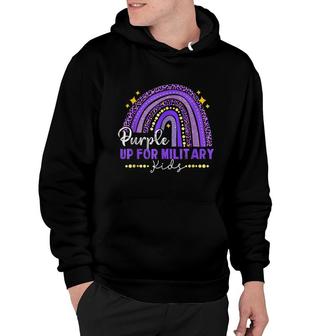 Funny Rainbow Purple Up For Military Kids Month Ribbon Hoodie - Seseable
