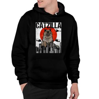 Funny Vintage Japanese Catzilla Persian Cat Hoodie | Mazezy