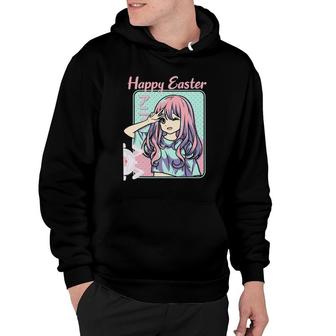 Happy Easter Easter Day Kawaii Anime Girl And Easter Bunny Hoodie | Mazezy