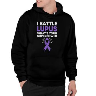 I Battle Lupus Warrior Fighter Lupus Awareness Purple Ribbon Hoodie - Seseable