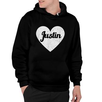 I Heart Justin - First Names And Hearts I Love Justin Hoodie - Seseable