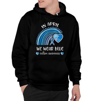 In April We Wear Blue Autism Awareness Month Rainbow Puzzle Hoodie - Seseable
