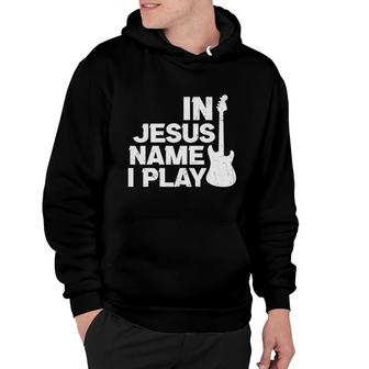 In Jesus Name I Play Bible Verse White Graphic Christian Hoodie - Seseable