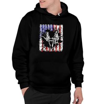 Independence Day Team Roping Bull Head July Of 4Th Us Flag Hoodie - Seseable