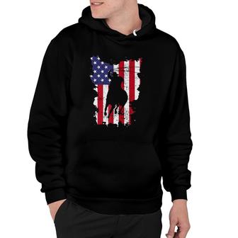 Independence Day Team Roping Horseback Riding July Of 4Th Us Flag Hoodie - Seseable