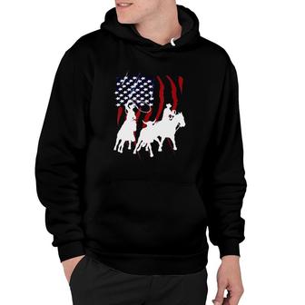 Independence Day Team Roping July Of 4Th Us Flag Sport Lover Hoodie - Seseable