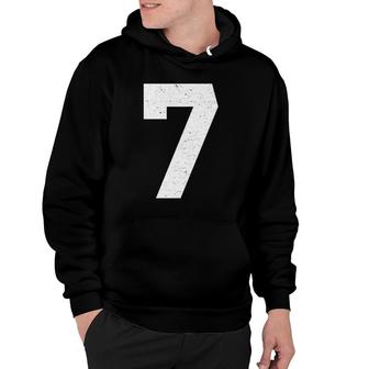 Jersey Uniform Number 7 White Block Lettering Hoodie - Seseable