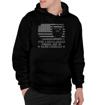 Just A Regular Dad Trying Not To Raise Liberals Funny Dad Hoodie - Seseable