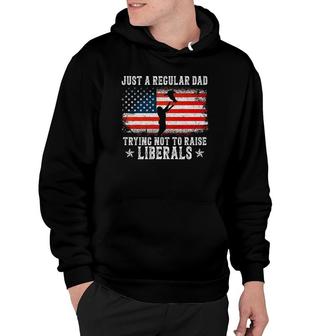 Just A Regular Dad Trying Not To Raise Liberals Funny Dad Hoodie - Seseable