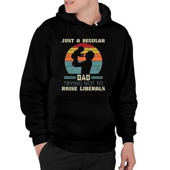 Just A Regular Dad Trying Not To Raise Liberals Republican Dad Daddy Fathers Day Hoodie - Seseable