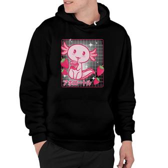 Kawaii Axolotl Strawberry Milk Shake Carton Japanese Anime Hoodie - Seseable