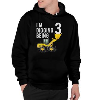 Kids 3Rd Birthday Boy Bulldozer Construction 3 Years Old Hoodie - Seseable