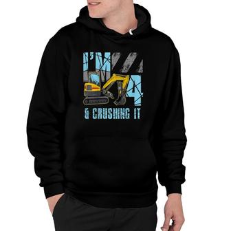 Kids Excavator 4Th Im 4 Birthday Construction Party Boys Gift Hoodie - Seseable