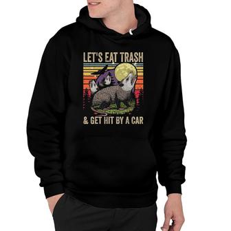 Lets Eat Trash And Get Hit By A Car Gifts Vintage Opossum V2 Hoodie - Thegiftio UK