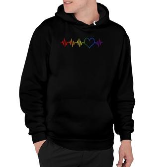 Lgbt Rainbow Heartbeat Funny Gay Pride Month Gift Men Women Hoodie - Seseable