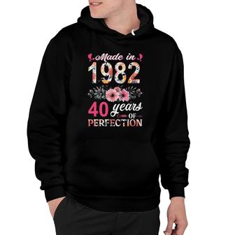 Made In 1982 Floral 40 Years Old 40Th Birthday Gifts Women Hoodie - Seseable