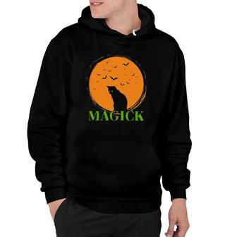Magick Black Cat Pagan Wiccan Halloween Hallows Eve Hoodie | Mazezy