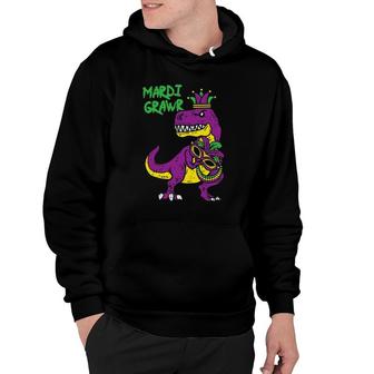 Mardi Grawr Jester Trex Dinosaur Cute Mardi Gras Boys Gift Hoodie - Seseable