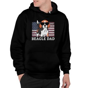 Mens Beagle Dad American Flag 4Th Of July Patriotic Gift Idea Hoodie - Seseable