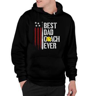 Mens Best Dad Coach Ever American Flag Softball Dad Fathers Day Hoodie - Seseable