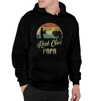 Mens Funny Vintage Reel Cool Papa Fish Fishing Fathers Day Hoodie - Seseable