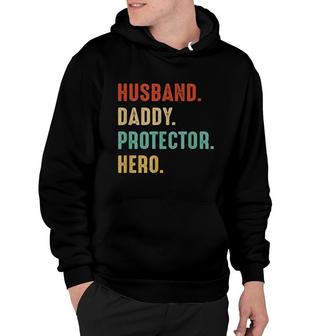 Mens Husband Daddy Protector Hero Dad Father Funny Fathers Day Hoodie - Thegiftio UK