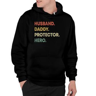 Mens Husband Daddy Protector Hero Dad Fathers Day Hoodie - Seseable