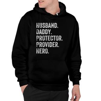 Mens Husband Daddy Protector Provider Hero Hoodie - Seseable