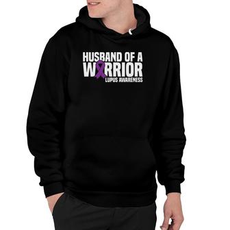 Mens Husband Of A Warrior Purple Ribbon Lupus Awareness Hoodie - Seseable