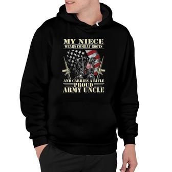 Mens My Niece Wears Combat Boots - Proud Army Uncle Veteran Hoodie | Mazezy