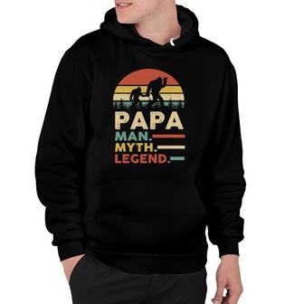 Mens Papa Man Myth Legend Bigfoot Sasquatch Sunset Fathers Day Hoodie - Seseable