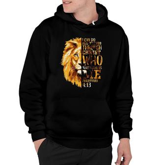 Mens Philippians 413 Christian Bible Verse Gift Lion Men Hoodie - Seseable