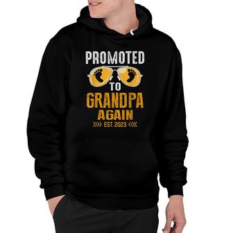 Mens Promoted To Grandpa Again 2023 Soon To Be Dad Again Hoodie - Thegiftio UK